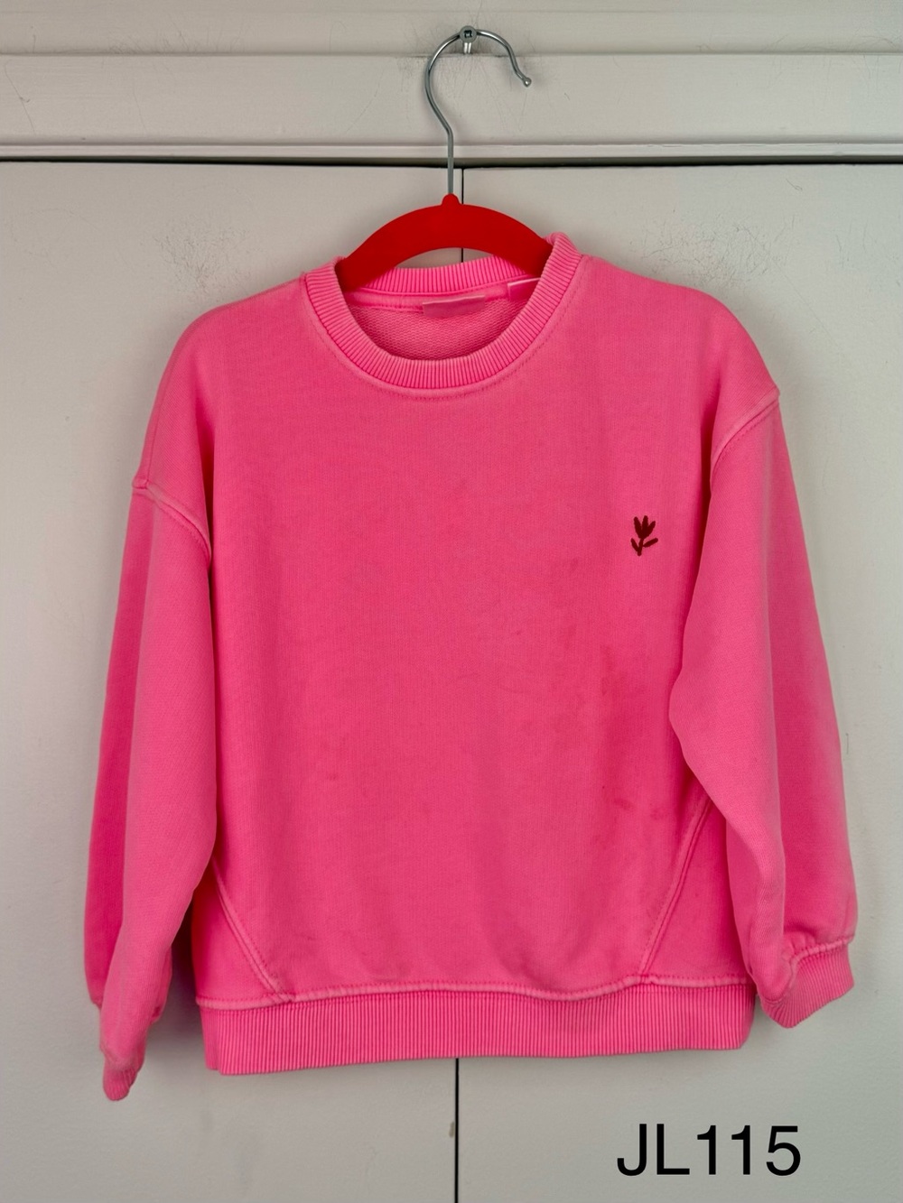 Zara Kids Bright Pink Embroidered Sweatshirt Girls 3Y 98cm